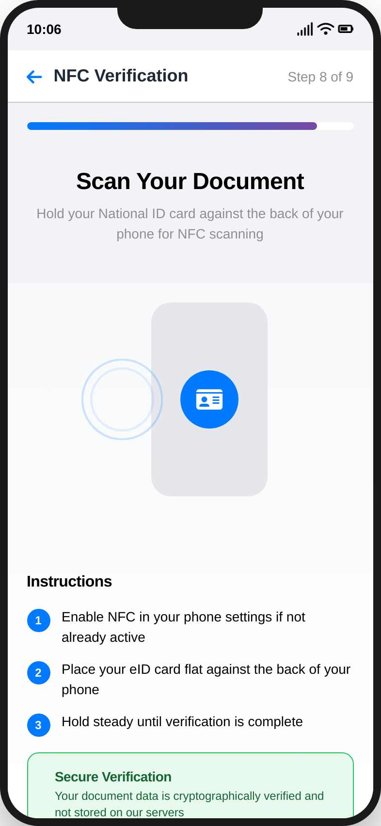 myID app â Nfc screen